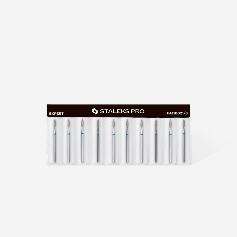 Diamond nail drill bit pointed flame blue EXPERT head diameter 2,1 mm / working part 8 mm